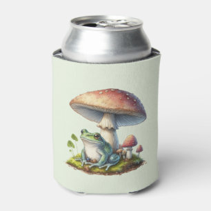 Kikker onder een paddestoel Schattige natuur Blikjeskoeler
