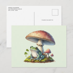 Kikker onder een paddestoel Schattige Natuur Briefkaart