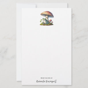Kikker onder een paddestoel Schattige natuur Briefpapier