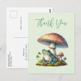 Kikker onder een paddestoel Schattige natuur Dank Briefkaart
