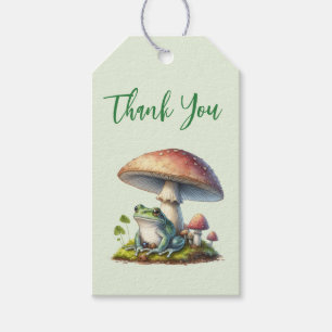 Kikker onder een paddestoel Schattige natuur Dank  Cadeaulabel