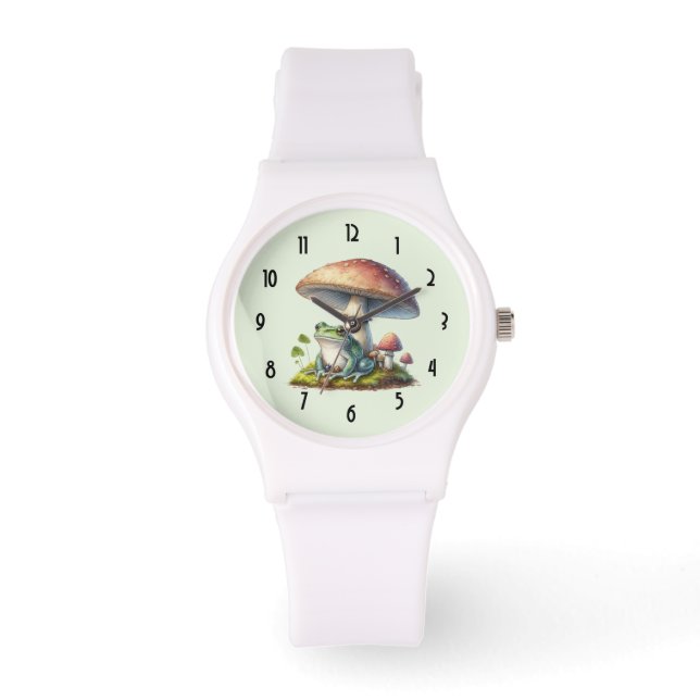 Kikker onder een paddestoel Schattige natuur Horloge (Voorkant)