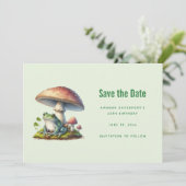 Kikker onder een paddestoel Schattige natuur Save The Date (Staand voorkant)