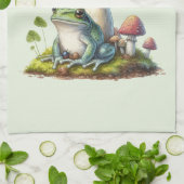 Kikker onder een paddestoel Schattige natuur Theedoek (Gevouwen)