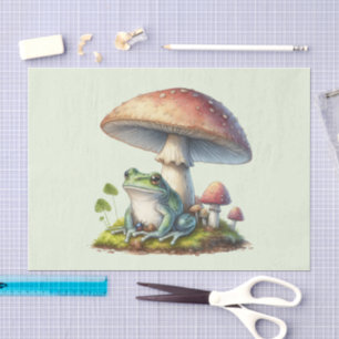 Kikker onder een paddestoel Schattige natuur Tissuepapier