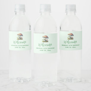 Kikker onder een paddestoel Schattige natuur welko Waterfles Etiket