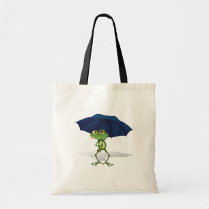 Kikker onder een paraplu tote bag