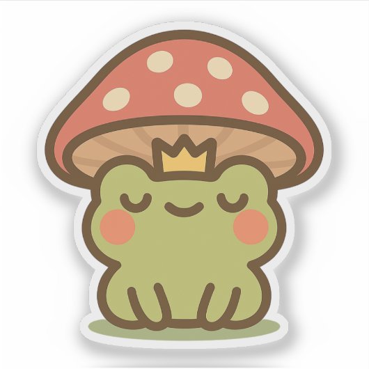 kikker onder paddestoel Sticker (Voorkant)