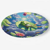 Kikker ontspannen op een Lily Pad Papieren Bordje (Gekanteld)