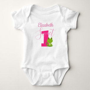 Kikker op 1 verjaardag Sweet One Baby girl name Romper
