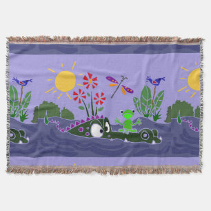 Kikker op Alligator Nose Folk Art Throw Blanket Deken