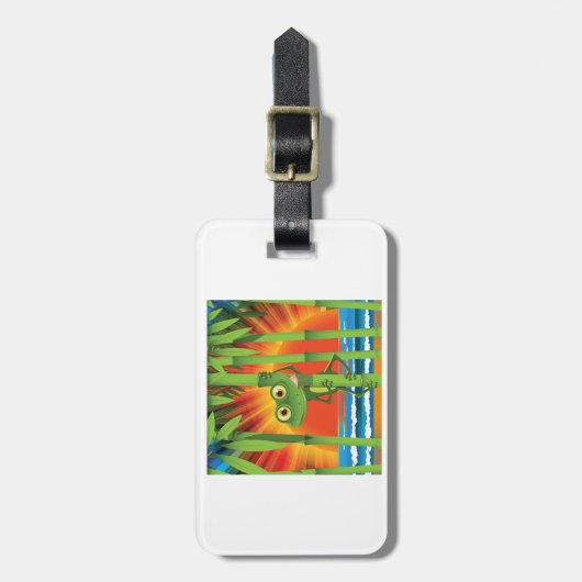 Kikker op Bagagelabels van bamboe (Voorkant verticaal)