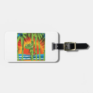 Kikker op bamboe bagage labels