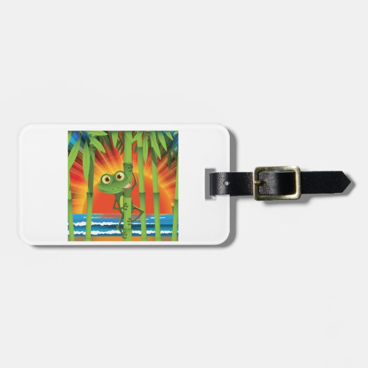 Kikker op bamboe bagage labels (Voorkant horizontaal)
