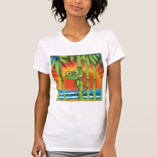 Kikker op Bamboe Dames T-Shirt (Voorkant)