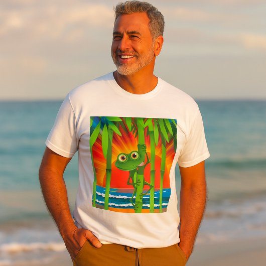 Kikker op bamboe heren T-shirt