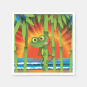 Kikker op bamboe papieren servetten (Voorkant)