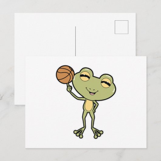 Kikker op Basketball Sports Briefkaart (Voorkant / Achterkant)
