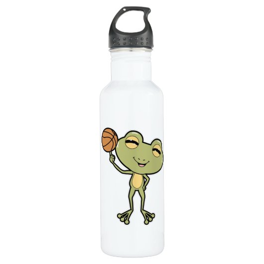 Kikker op Basketball Sports Waterfles (Voorkant)