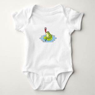 Kikker op blad met insect romper