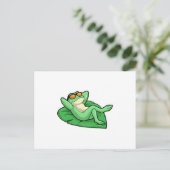 Kikker op blad met zonnebril briefkaart (Staand voorkant)