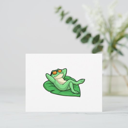 Kikker op blad met zonnebril briefkaart (Staand voorkant)