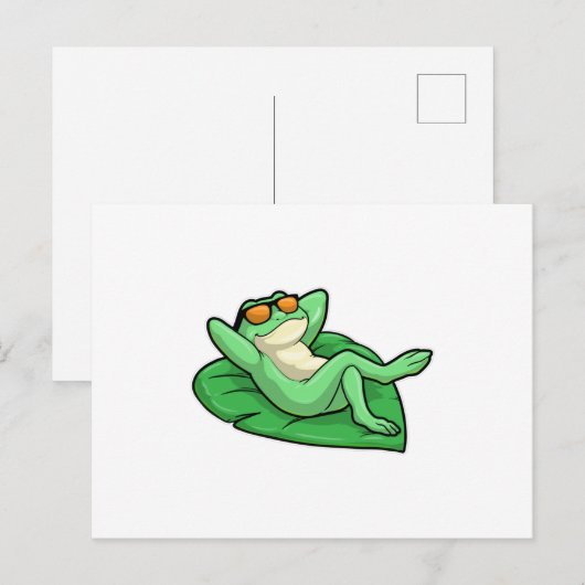 Kikker op blad met zonnebril briefkaart (Voorkant / Achterkant)