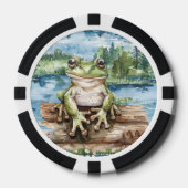 Kikker Op Boomstammen Meer Poker Chips (Voorkant)