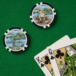 Kikker Op Boomstammen Meer Poker Chips