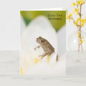 Kikker op een bloem Geniet van uw pensioen Kaart (Gele Bloem)