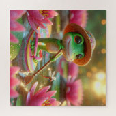 Kikker op een flip-flop in een vijver legpuzzel (Horizontaal)