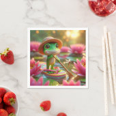 Kikker op een flip-flop in een vijver servet (Insitu)