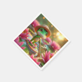 Kikker op een flip-flop in een vijver servet (Hoek)