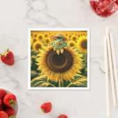 Kikker op een gele zonnebloem servet (Insitu)