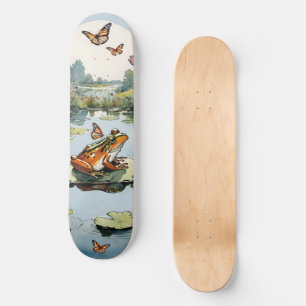 Kikker op een lelie pad met vlinders persoonlijk skateboard