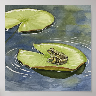 Kikker op een Lily Pad Poster