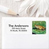 Kikker op een Lily Pad Retour Adreslabels Etiket (Insitu)