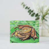 Kikker op een Lily Pad schilderij Briefkaart (Staand voorkant)