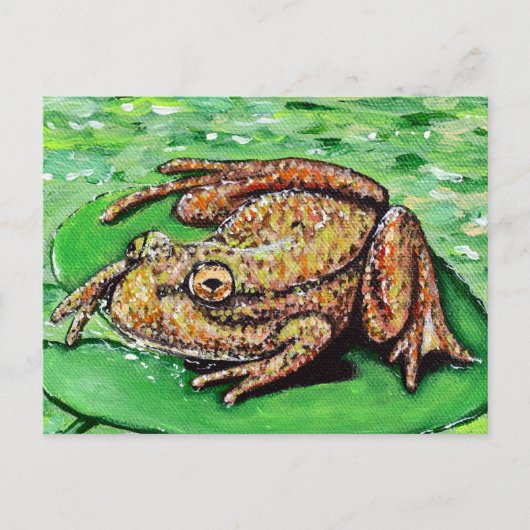 Kikker op een Lily Pad schilderij Briefkaart (Voorkant)