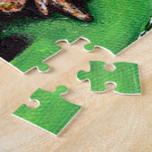 Kikker op een Lily Pad schilderij Legpuzzel (Zijkant)