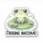 Kikker op een Lilypad Sticker (Voorkant)