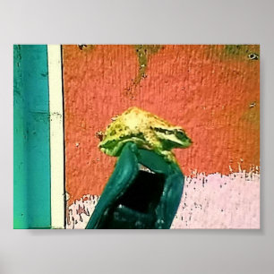 Kikker op een mobiele telefoontas poster