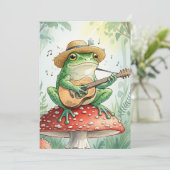 Kikker op een paddestoel feestdagenkaart (Staand voorkant)