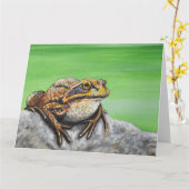 Kikker op een rockschilderij kaart (Gele Bloem)