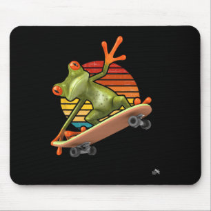 Kikker Op Een Skateboard - Retro Zonsondergang Ska Muismat