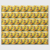 Kikker op een zonnebloem cadeaupapier (Vlak)