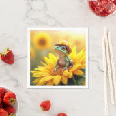 Kikker op een zonnebloem servet (Insitu)