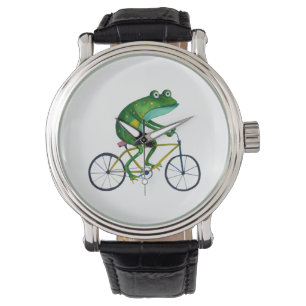 Kikker op fiets horloge