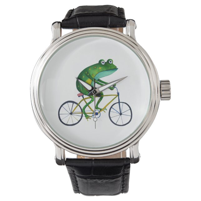 Kikker op fiets horloge (Voorkant)