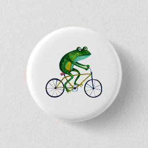 Kikker Op Fiets Ronde Button 3,2 Cm